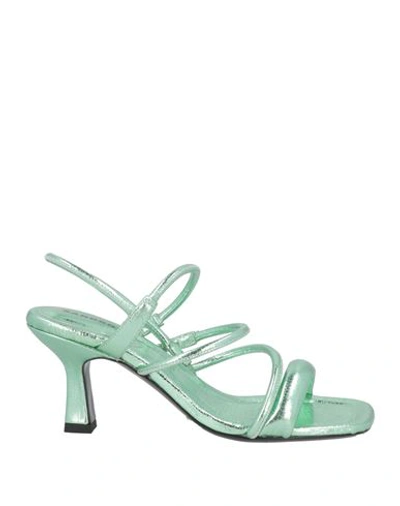 Sandro Woman Sandals Light Green Size 8 Leather In Green