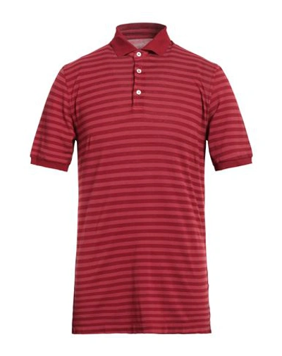 Shop Fedeli Man Polo Shirt Burgundy Size 42 Cotton In Red