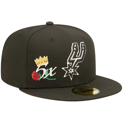 Shop New Era Black San Antonio Spurs 5x Nba Finals Champions Crown 59fifty Fitted Hat