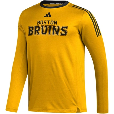 Shop Adidas Originals Adidas Gold Boston Bruins Aeroready® Long Sleeve T-shirt