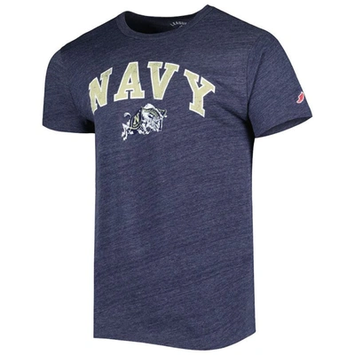 Shop League Collegiate Wear Heather Navy Navy Midshipmen 1965 Arch Victory Falls Tri-blend T-shirt