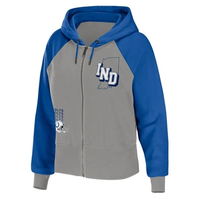 Shop Wear By Erin Andrews Gray Indianapolis Colts Colorblock Lightweight Full-zip Hoodie