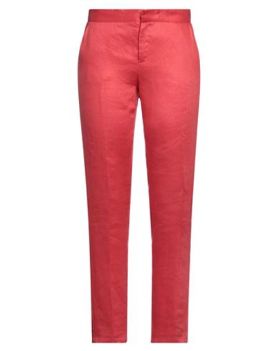 Shop Barba Napoli Woman Pants Tomato Red Size 8 Linen