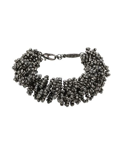 Shop Brunello Cucinelli Woman Bracelet Lead Size - 925/1000 Silver In Grey