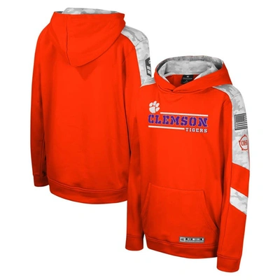 Shop Colosseum Youth  Orange Clemson Tigers Oht Military Appreciation Cyclone Digital Camo Pullover Hoodie