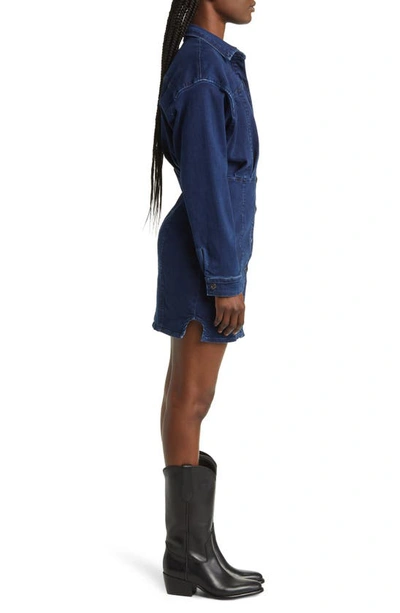 Shop Free People Amber Long Sleeve Denim Shirtdress In Dark Indigo