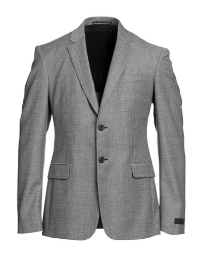 Shop Prada Man Blazer Grey Size 38 Virgin Wool