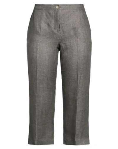 Shop Barba Napoli Woman Pants Lead Size 10 Linen In Grey