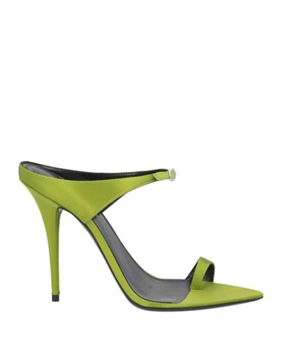 Shop Saint Laurent Woman Thong Sandal Green Size 8.5 Textile Fibers