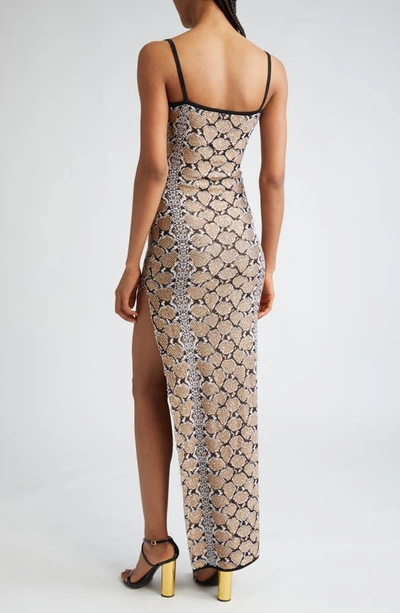 Shop Balmain Sequin Embellished Python Jacquard Maxi Dress In Eki Black Multi