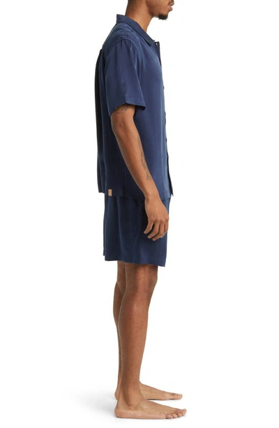 Shop Lunya Washable Silk Button-up Short Pajamas In Deep Blue