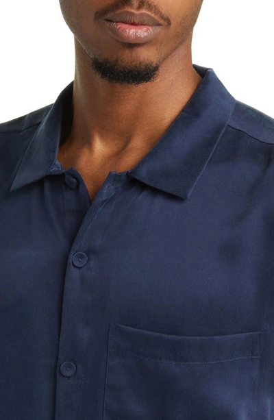 Lunya Washable Silk Button-up Short Pajamas In Deep Blue