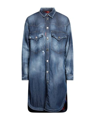Shop Dsquared2 Man Denim Outerwear Blue Size 48 Cotton, Elastane, Virgin Wool, Polyester