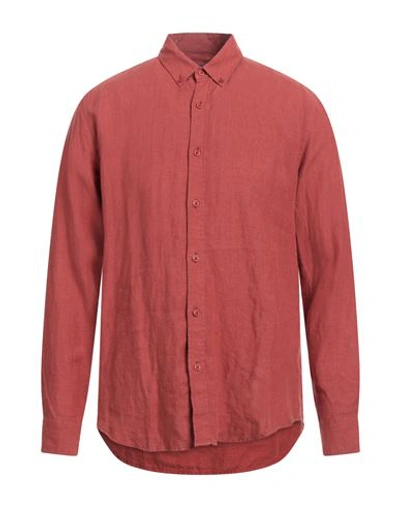 Shop Apnee Apnée Man Shirt Brick Red Size L Linen