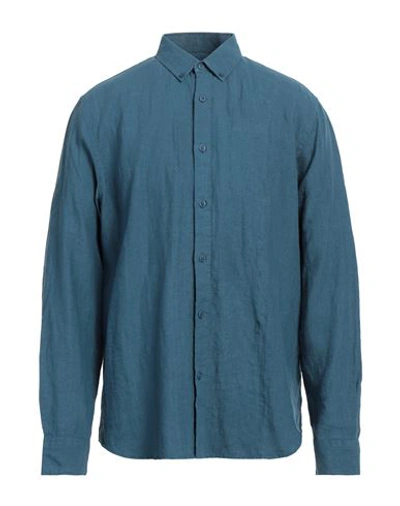 Shop Apnee Apnée Man Shirt Slate Blue Size Xxl Linen