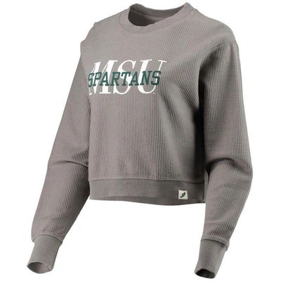 Shop League Collegiate Wear Brown Michigan State Spartans Classic Corded Timber Crop Pullover Sweatshirt