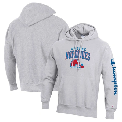 Shop Champion Heather Gray Quebec Nordiques Reverse Weave Pullover Hoodie