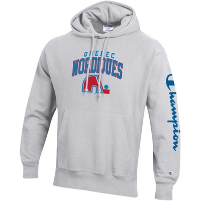 Shop Champion Heather Gray Quebec Nordiques Reverse Weave Pullover Hoodie