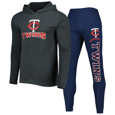 Shop Concepts Sport Heather Navy/heather Charcoal Minnesota Twins Meter Pullover Hoodie & Joggers Set