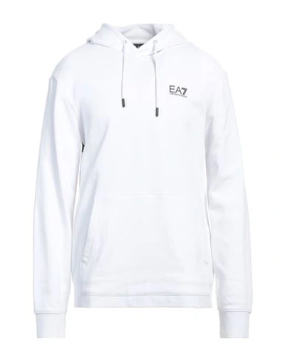 Ea7 Man Sweatshirt White Size Xxl Cotton, Elastane In White