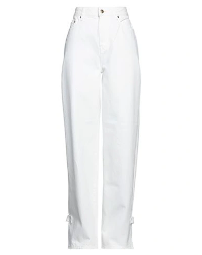 Washington Dee Cee Washington Dee-cee Woman Denim Pants White Size 28 Organic Cotton In White