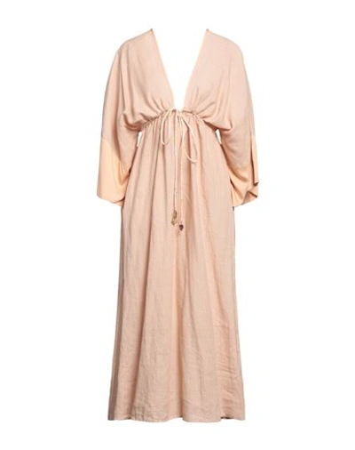 Shop Ottod'ame Woman Maxi Dress Sand Size 4 Linen, Viscose In Beige