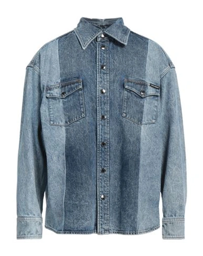 Shop Dolce & Gabbana Man Denim Shirt Blue Size 17 ½ Cotton