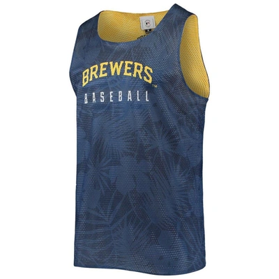 Shop Foco Navy/gold Milwaukee Brewers Floral Reversible Mesh Tank Top