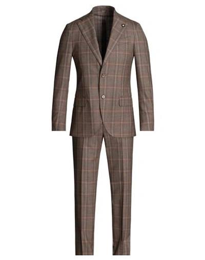 Shop Lardini Man Suit Camel Size 44 Wool In Beige