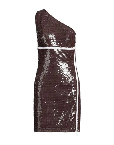 Shop Dsquared2 Woman Mini Dress Dark Brown Size 6 Polyamide, Polyester