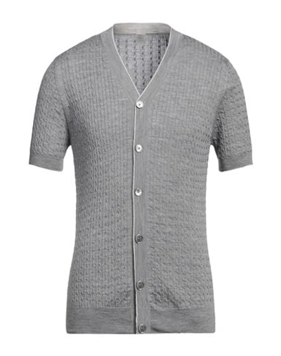 Shop Eleventy Man Cardigan Light Grey Size M Wool, Silk
