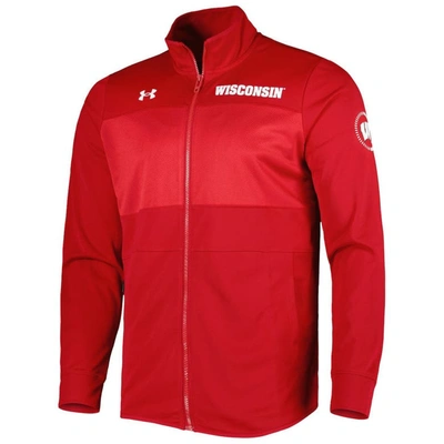 Shop Under Armour Red Wisconsin Badgers Knit Warm-up Full-zip Jacket