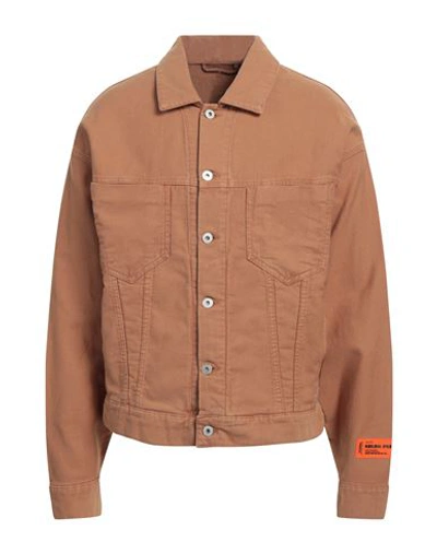 Shop Heron Preston Man Jacket Light Brown Size M Cotton In Beige