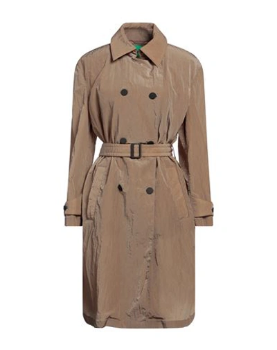 Shop Emporio Armani Woman Overcoat & Trench Coat Light Brown Size 12 Polyamide In Beige