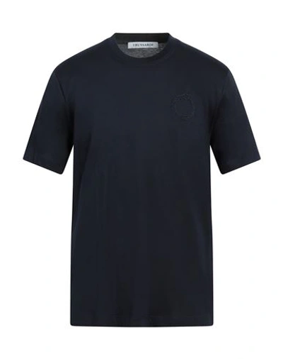 Shop Trussardi Man T-shirt Midnight Blue Size M Cotton