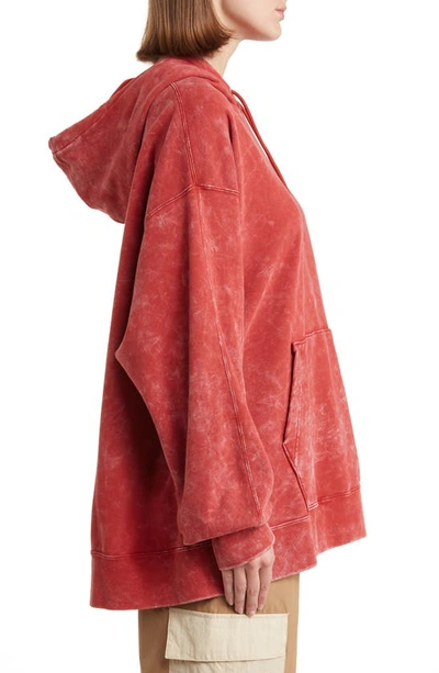 Shop Jordan Flight Fleece Washed Hoodie In Dune Red