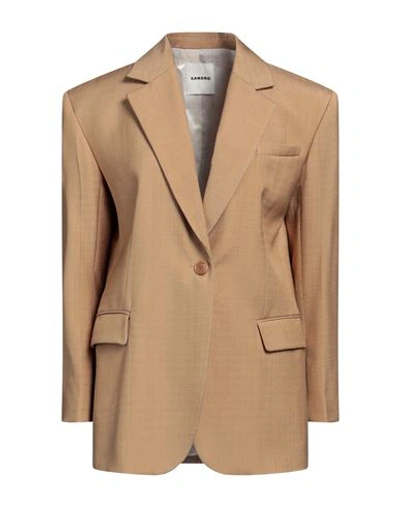 Sandro Woman Blazer Beige Size 8 Viscose In Beige