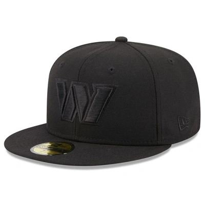 Shop New Era Washington Commanders Black On Black Alternate Logo 59fifty Fitted Hat