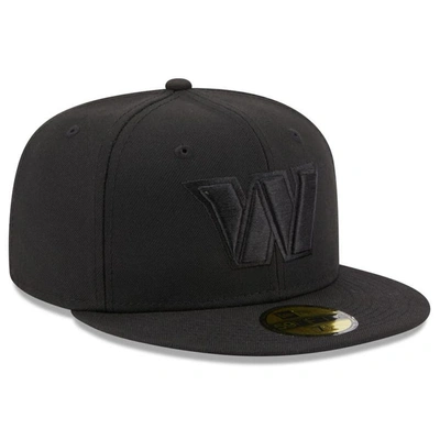 Shop New Era Washington Commanders Black On Black Alternate Logo 59fifty Fitted Hat
