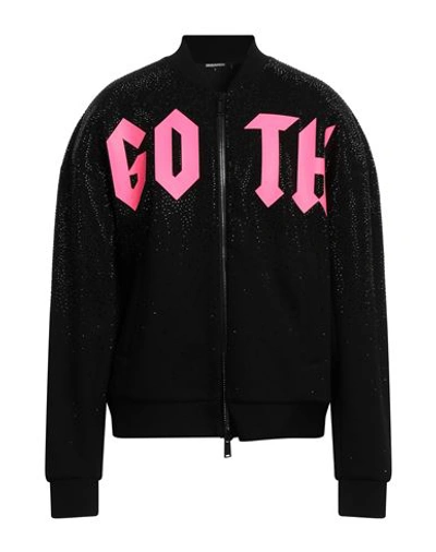Dsquared2 Man Sweatshirt Black Size L Viscose, Elastane In Black