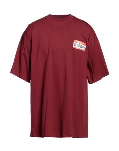 Shop Vetements Man T-shirt Burgundy Size Xl Cotton In Red