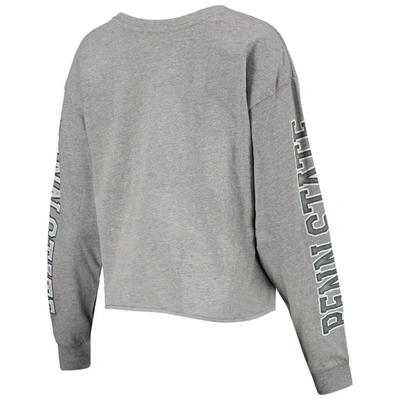 Shop 47 ' Heathered Gray Penn State Nittany Lions Ultra Max Parkway Long Sleeve Cropped T-shirt In Heather Gray