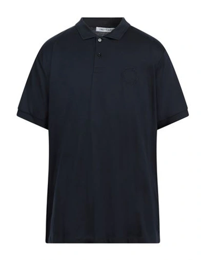 Shop Trussardi Man Polo Shirt Midnight Blue Size Xl Cotton