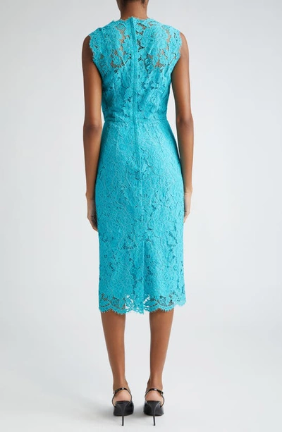 Shop Dolce & Gabbana Cordonetto Lace Sheath Dress In B4469turchese