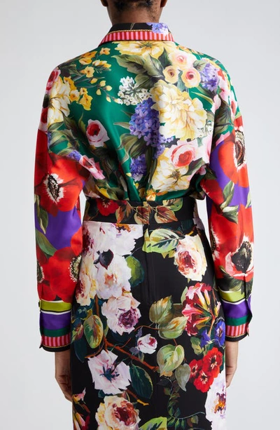 Shop Dolce & Gabbana Floral Silk Twill Button-up Shirt In S9000variante Abbinata
