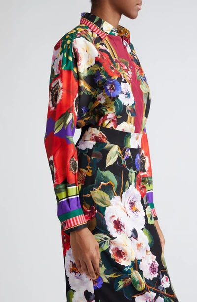 Shop Dolce & Gabbana Dolce&gabbana Floral Silk Twill Button-up Shirt In S9000variante Abbinata