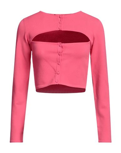 Shop Dsquared2 Woman Cardigan Fuchsia Size L Viscose, Polyester In Pink