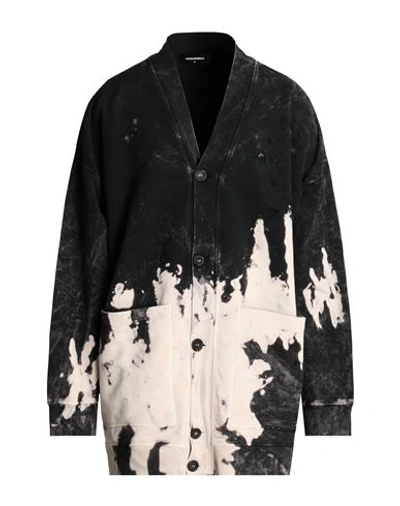 Dsquared2 Logo-print Bleached-effect Cardigan In Grey