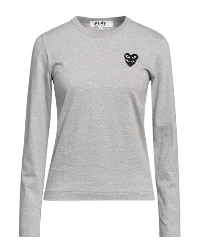 Shop Comme Des Garçons Play Woman T-shirt Light Grey Size L Cotton