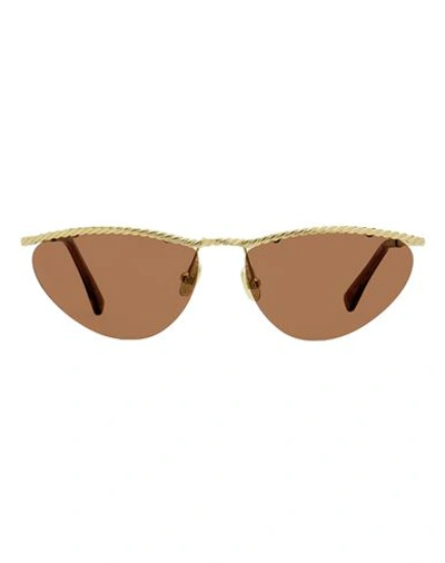 Shop Lanvin Cat Eye Lnv102s Sunglasses Woman Sunglasses Brown Size 60 Metal, Acetate
